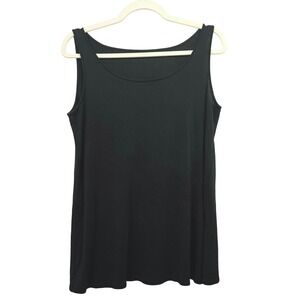 Eileen Fisher Black 100% Silk Stretch Jersey Scoop Neck Sleeveless Tank Top M